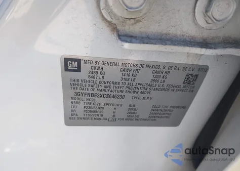 2012 Cadillac Srx Performance Collection z USA, uszkodzony, nr VIN 3GYFNBE3XCS646230